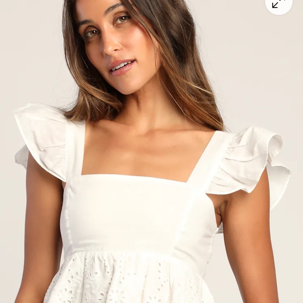 Lulu's Elegant White Smocked Top